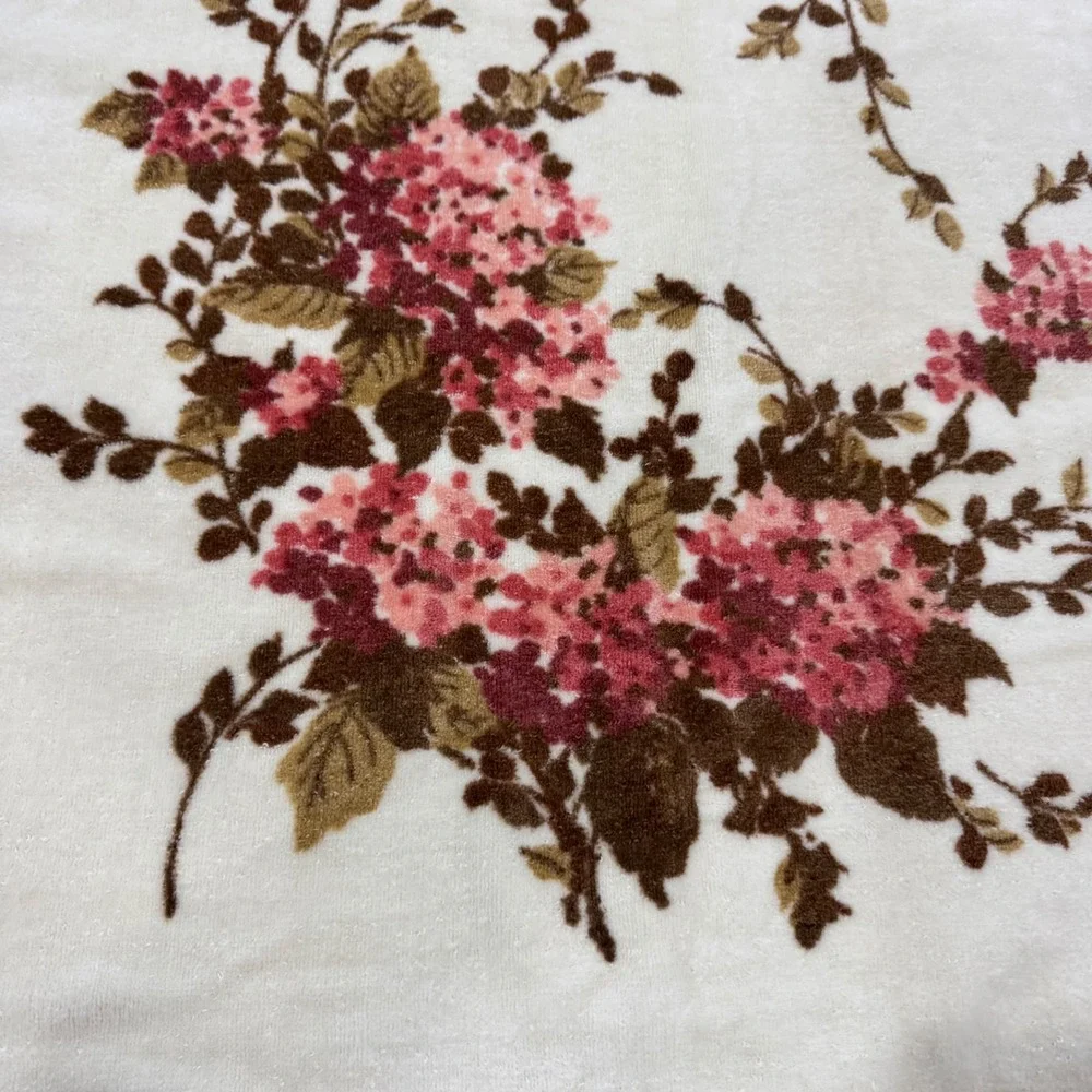 Vintage Towel Set Floral Hydrangea Springmaid 3 Piece Pink Brown White USA Made